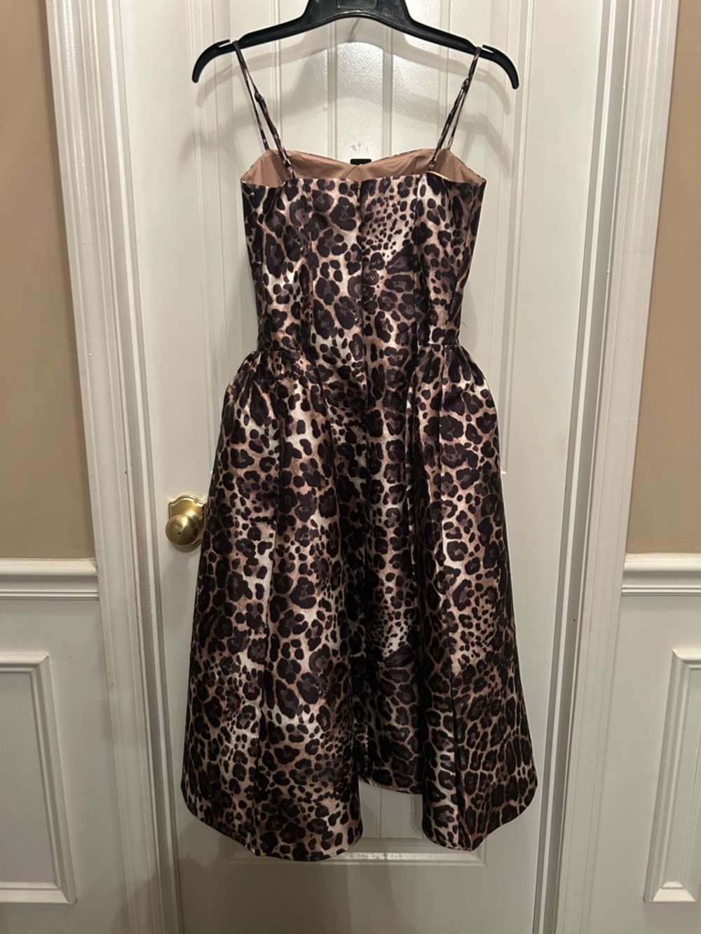 Express Leopard Print Satin Midi Dress in Brown and Black - Picture 4 of 4